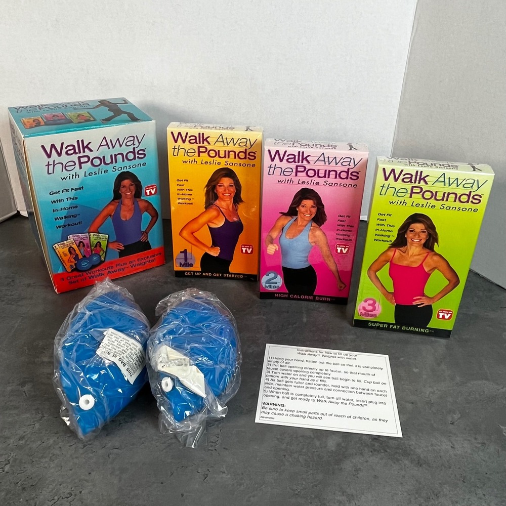 Leslie Sansone Walk Away the Pounds VHS Set 1 2 3 Mile Workouts with Weights NIB